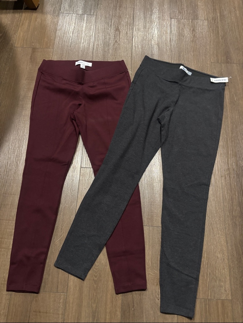 Old Navy Ponte Leggings in Burgundy and Charcoal